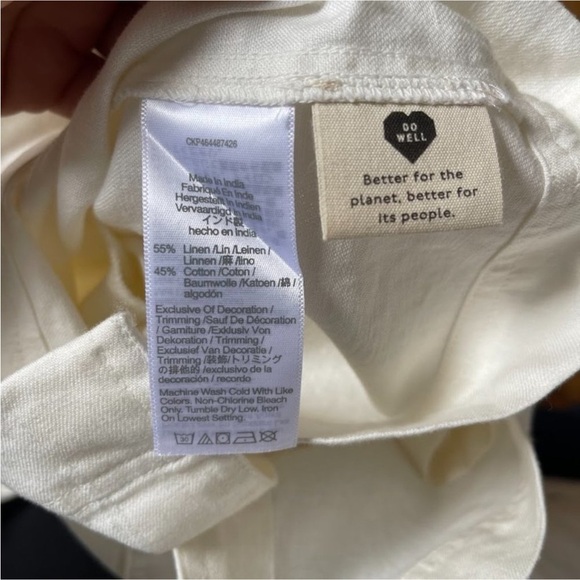 NWT Madewell Linen Blend White Puff Sleeve Mini Dress Size 14 - Picture 11 of 13